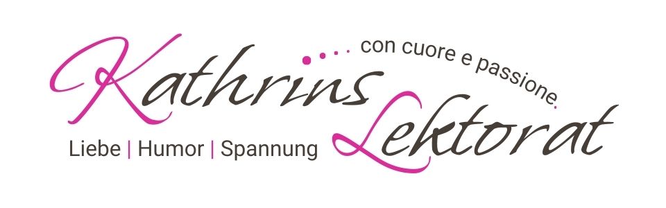 Logo von Kathrins Lektorat – con cuore e passione. Liebe, Humor, Spannung