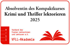 Emblem der VFLL-Akademie: Absolventin des Kompaktkurses Krimi und Thriller lektorieren 2025